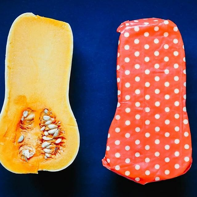 Le bee wrap large est très bien pour conserver une courge