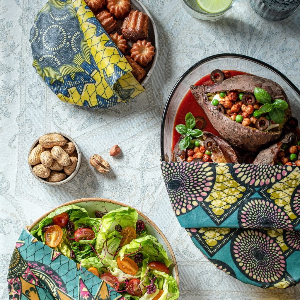 Pack découverte de 3 bee wraps tailles S/M/L, collection "Wax": il protége et met en valeur les plats de votre repas végétarien ! Entrée, plat et dessert ...
