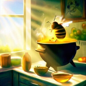 L'abeille qui emballe au travail dans son atelier