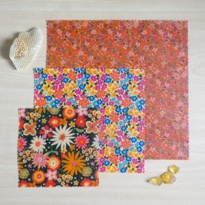 Pack "Découverte" de 3 bee wraps taille Small, Medium et Large, collection "Fleurs des champs" - L'abeille qui emballe