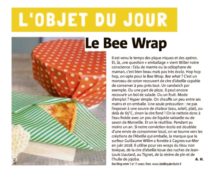 L'objet du jour&nbsp;: Le Bee wrap (Nice Matin 1er juillet 2020)